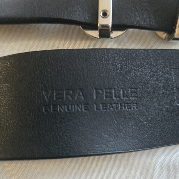 Versus Versace Black Leather Belt with Silver Buckle Size 28 main image 7